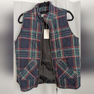Mud Pie Plaid Quilted/Lined Vest, L